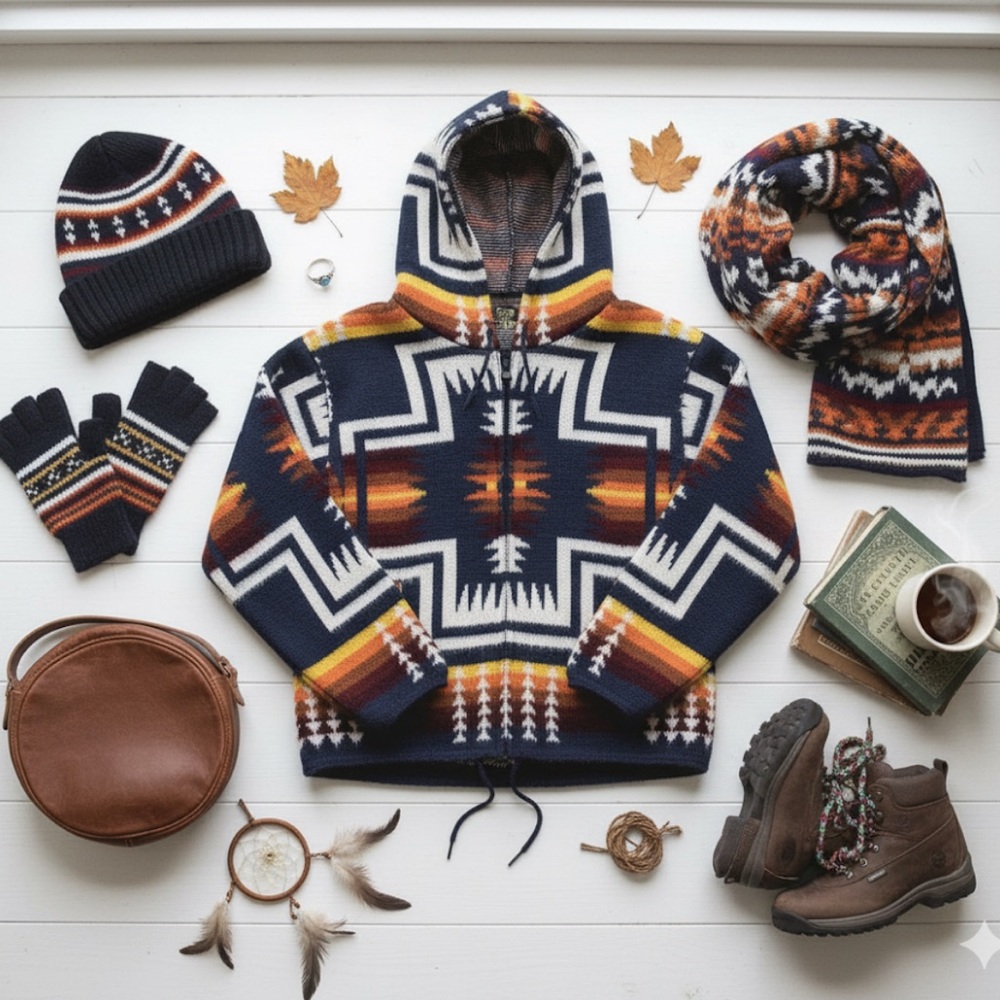 Vintage Tejidos Ruminahui‎ Aztec Colorful Zip Up Jacket Ecuador Unique Sweater